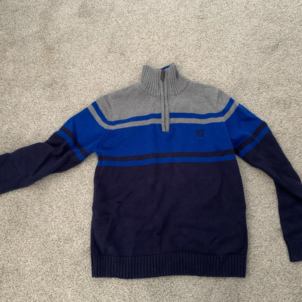 Chaps Boys Blue and Gray Zip-Up Sweater (10-12)